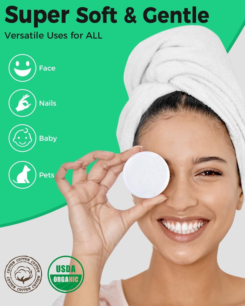 ProCIV Reusable Makeup Remover Pads, 18 Packs Washable Organic Bamboo Reusable Cotton Rounds for All Skin Types & Toner with Laundry Bag, Eco Friendly Zero Waste Reusable Cotton Pads for Woman (White) - Image 3